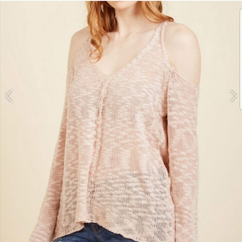 MODCLOTH Dreamers Blush Pink Cold Shoulder Top